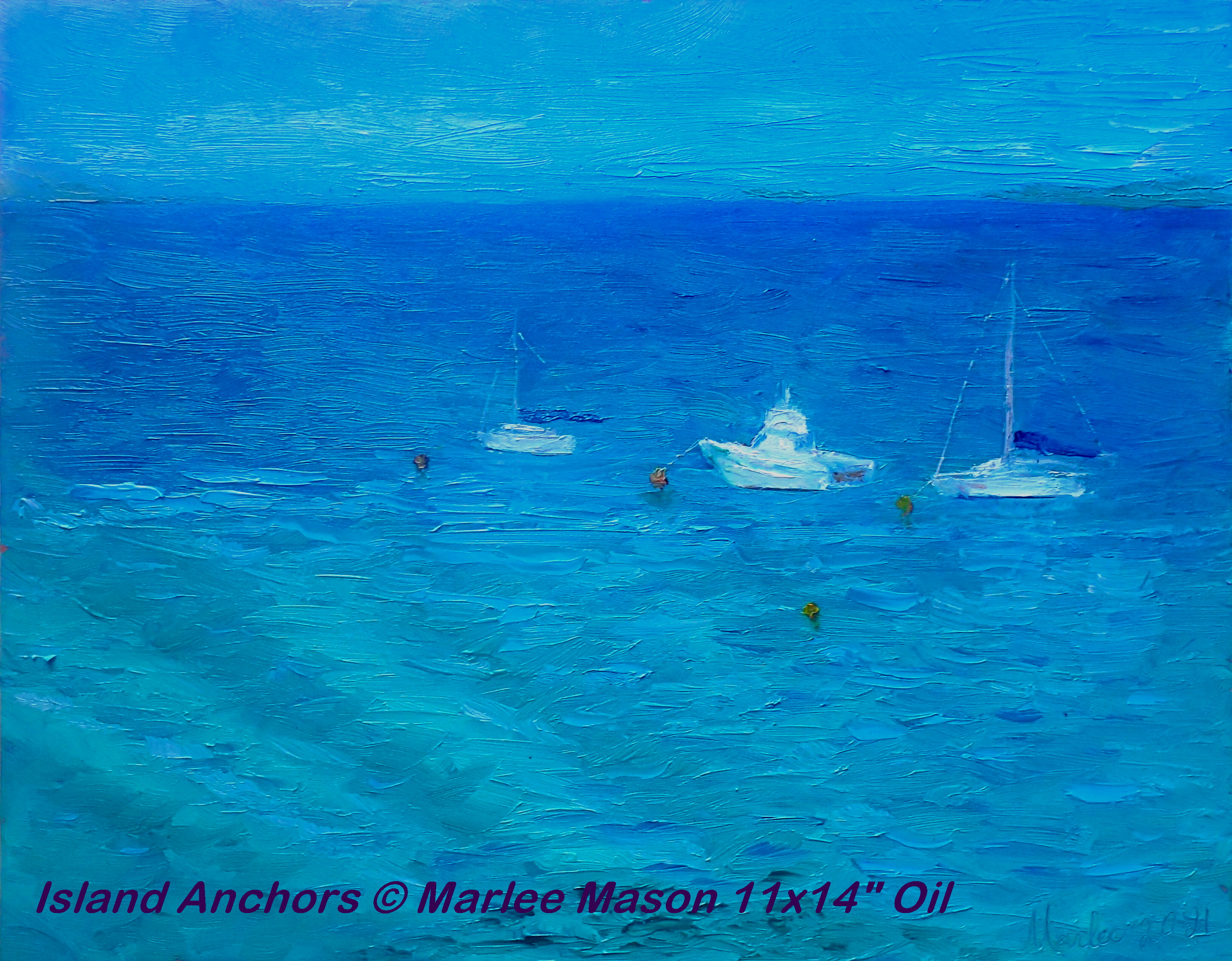 Original Oil on Canvas11x14"    With the return of autumn breezes in early November the Abaco Island see a return of cruisers making their journey further south to explore one of many Bahamian islands